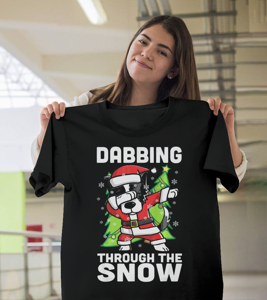 Dabbing Through The Snow Border Collie Santa Edition T-Shirt
