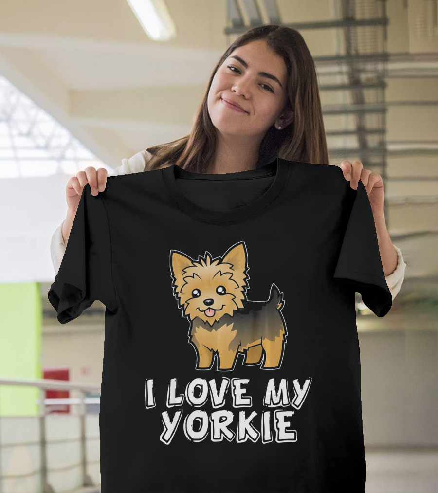 I Love My Yorkie Cartoon Style Yorkshire Terrier T-Shirt