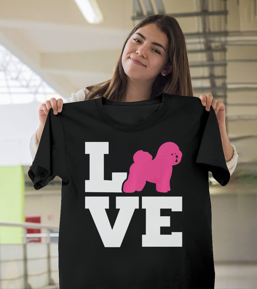 Bichon Frise Love with Pink Dog T-Shirt