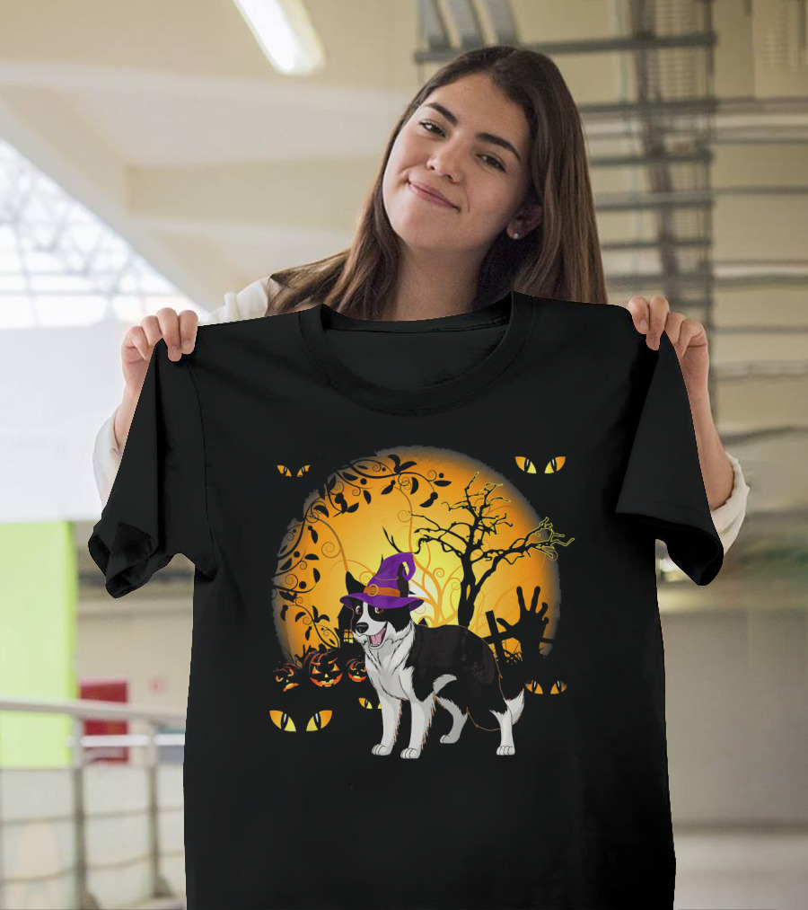 Funny Border Collie Witch Halloween Night T-Shirt