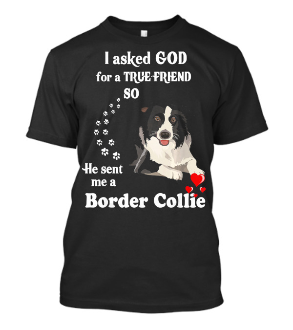I Asked God For A True Friend So He Sent Me A Border Collie T-Shirt
