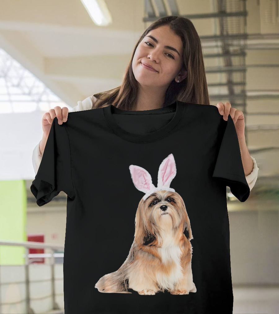 Lhasa Apso with Easter Bunny Ears T-Shirt