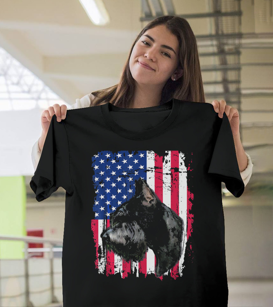 Giant Schnauzer American Flag 4th of July T-Shirt