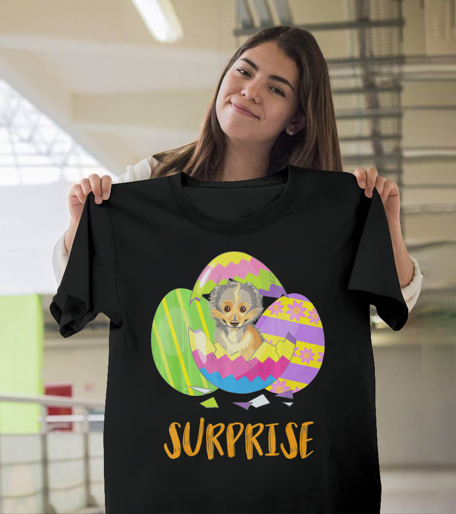 Surprise Cute Sheltie Bunny Funny Easter T-Shirt