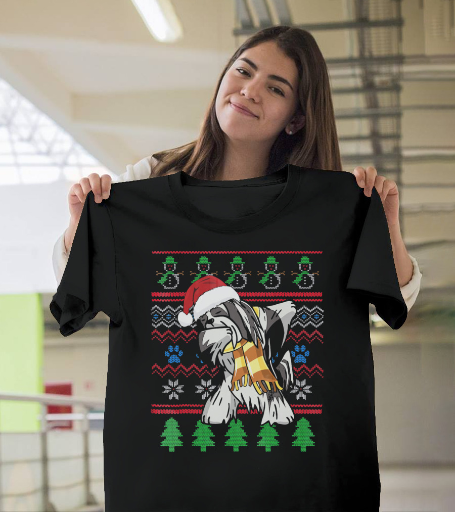 Lhasa Apso Dabbing Christmas Santa UglyStyl T-Shirt