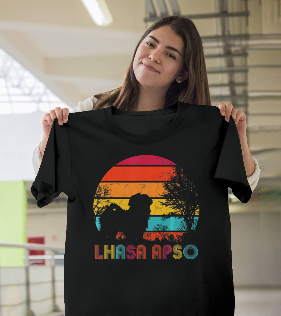 Lhasa Apso Retro Sunset T-Shirt