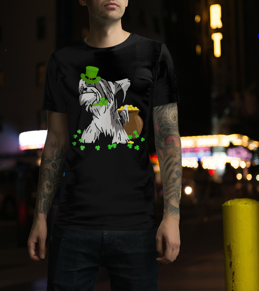 Lhasa Apso Dabbing St Patricks Day Clover Pot Of Gold T-Shirt