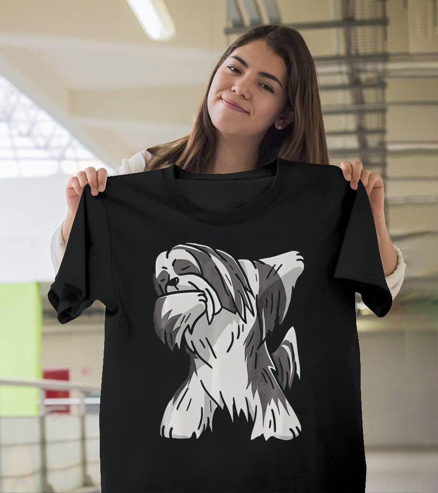 Funny Dabbing Lhasa Apso Dog Party Birthday T-Shirt