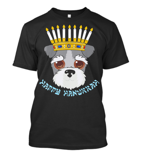 Happy Hanukkah Funny Schnauzer Menorah Candles T-Shirt