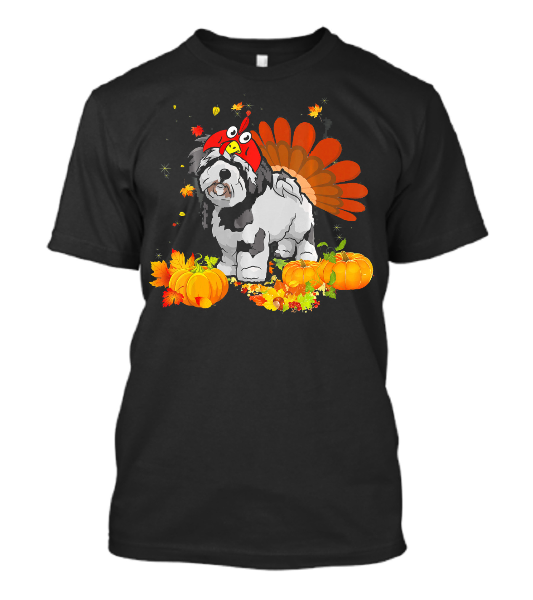Lhasa Apso Turkey Hat Autumn Pumpkins Funny Dog T-Shirt