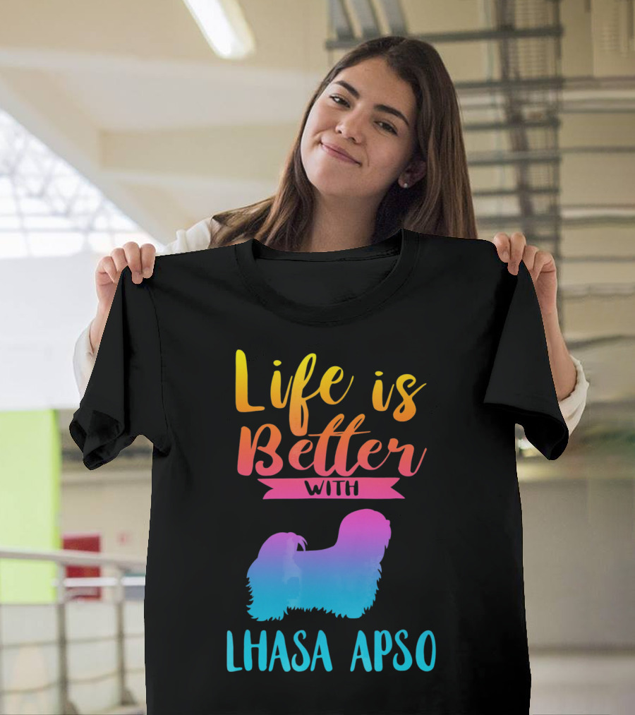 Life Is Better With A Lhasa Apso Silhouette Gradient T-Shirt