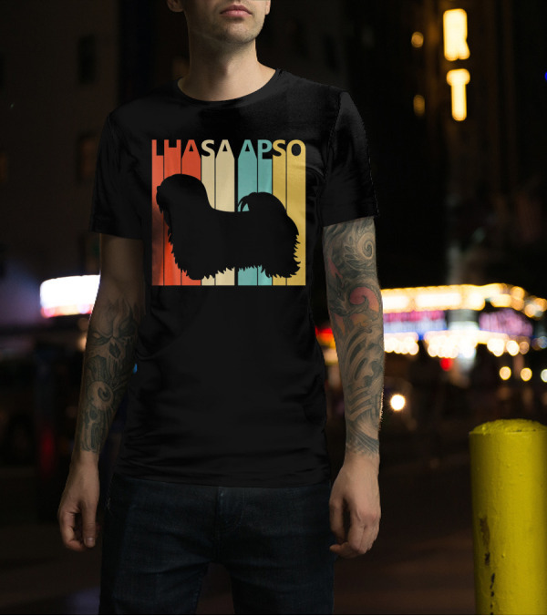 Lhasa Apso Vintage Striped T-Shirt