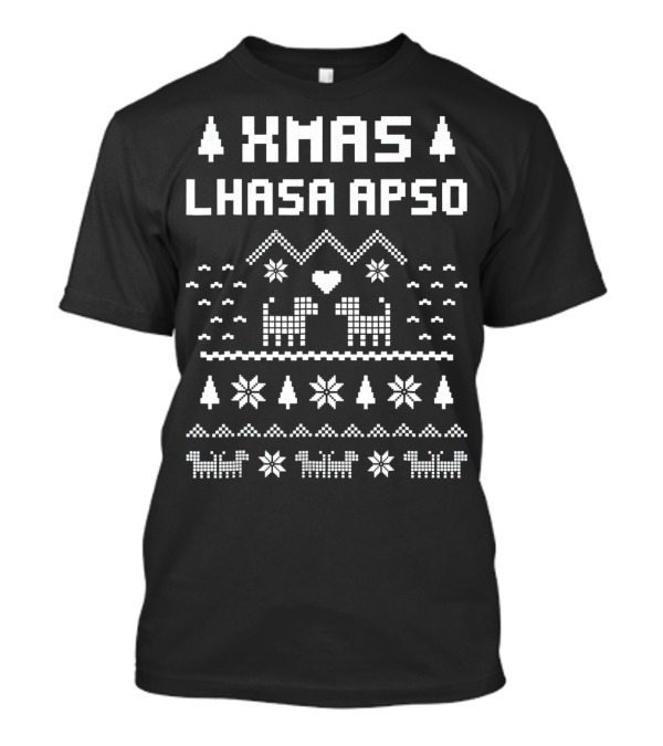 Xmas Lhasa Apso Pixel Art Christmas T-Shirt