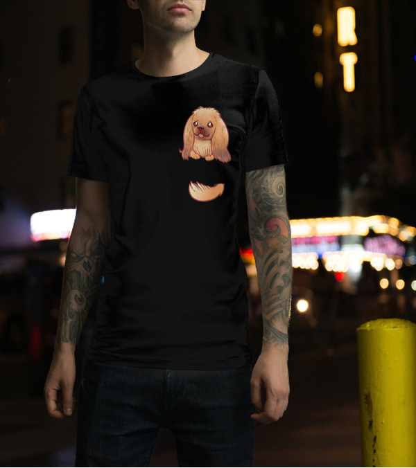 Pocket Cute Pekingese Puppy Dog Tail T-Shirt