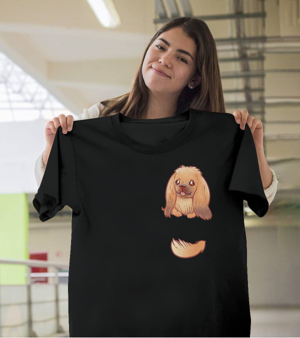Pocket Cute Pekingese Puppy Dog Tail T-Shirt