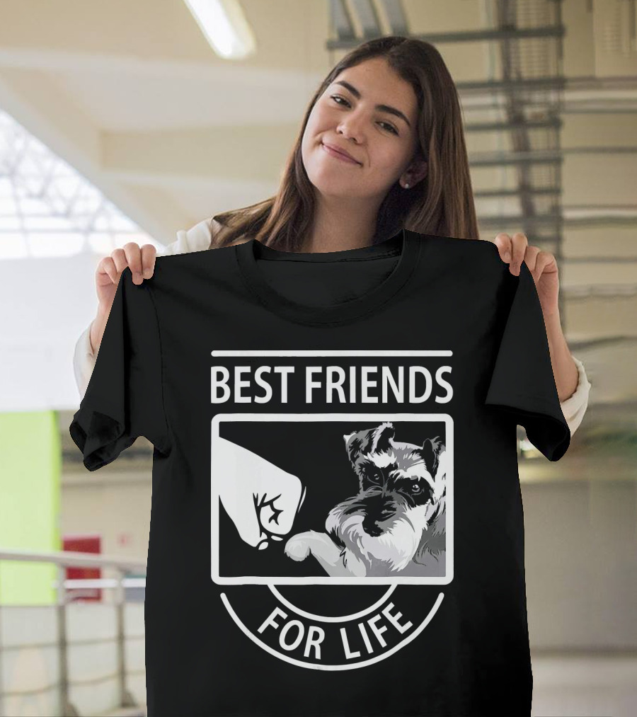 Schnauzer Best Friends For Life Fist Bump Paw Partnership T-Shirt