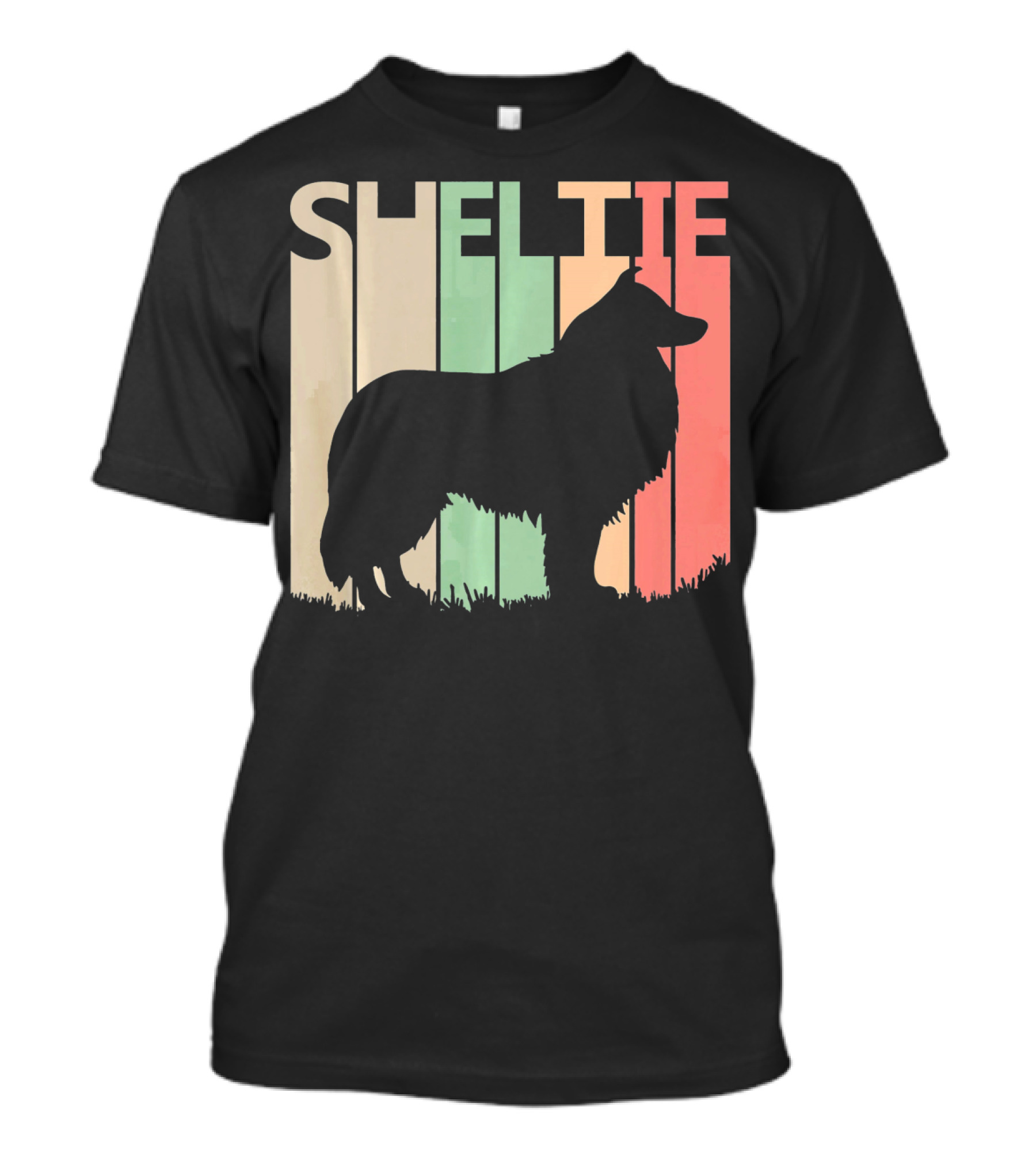 Sheltie Retro Silhouette Valentine's Day T-Shirt