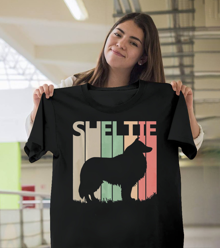 Sheltie Retro Silhouette Valentine's Day T-Shirt