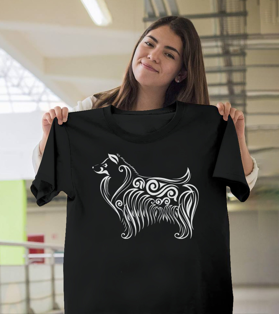 Sheltie Dog Cute Artistic Tribal T-Shirt