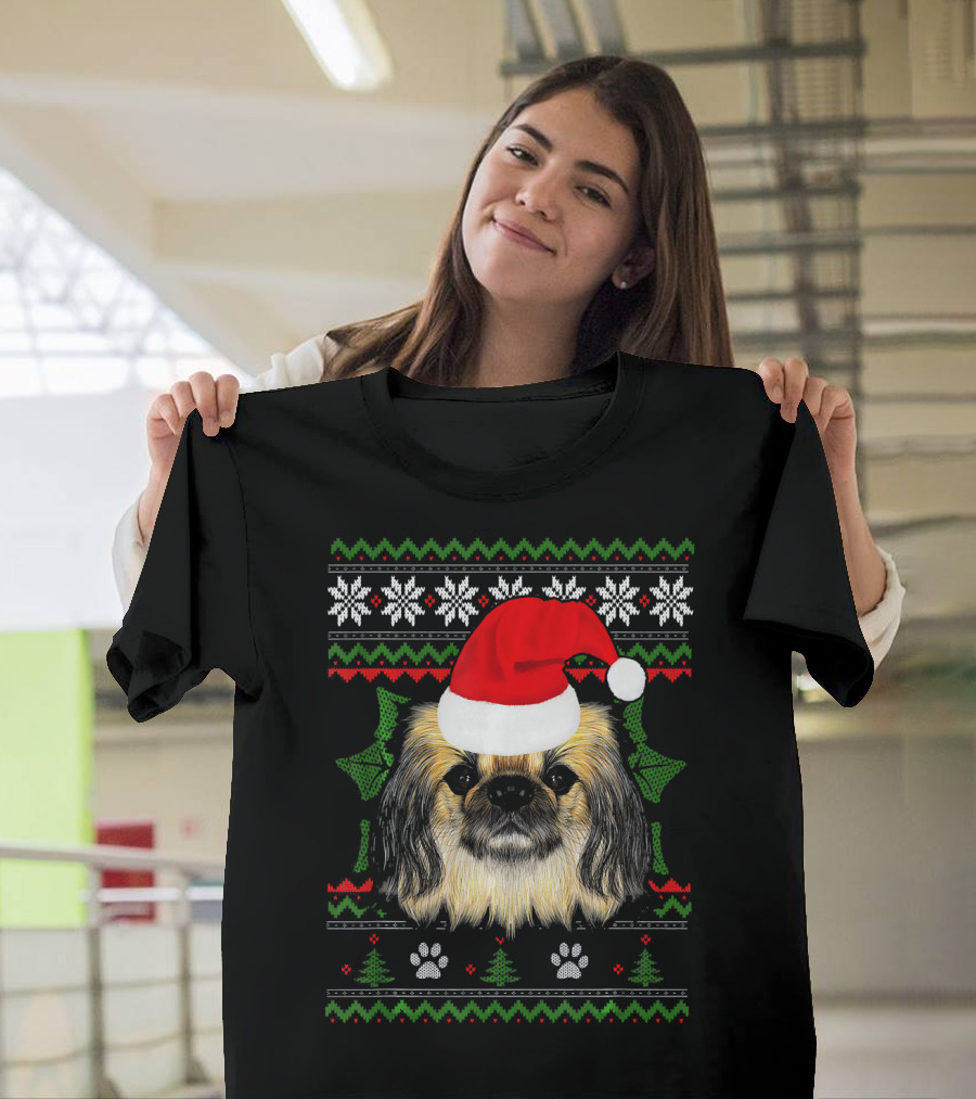 Santa Pekingese Dog Christmas Holiday T-Shirt