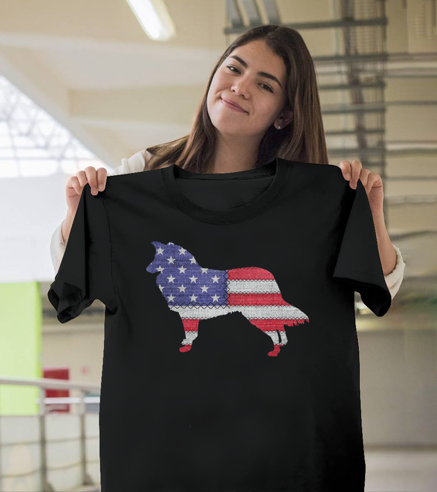 Patriotic SHELTIE American Flag T-Shirt