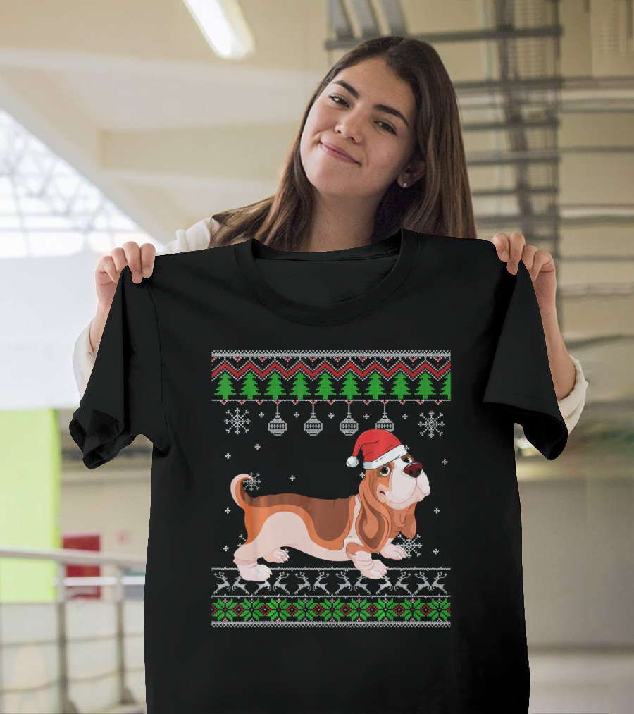 Basset Hound Christmas Santa Ugly T-Shirt
