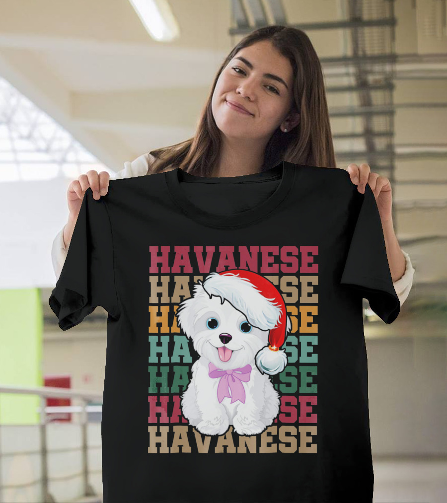 Havanese Dog in Santa Hat T-Shirt