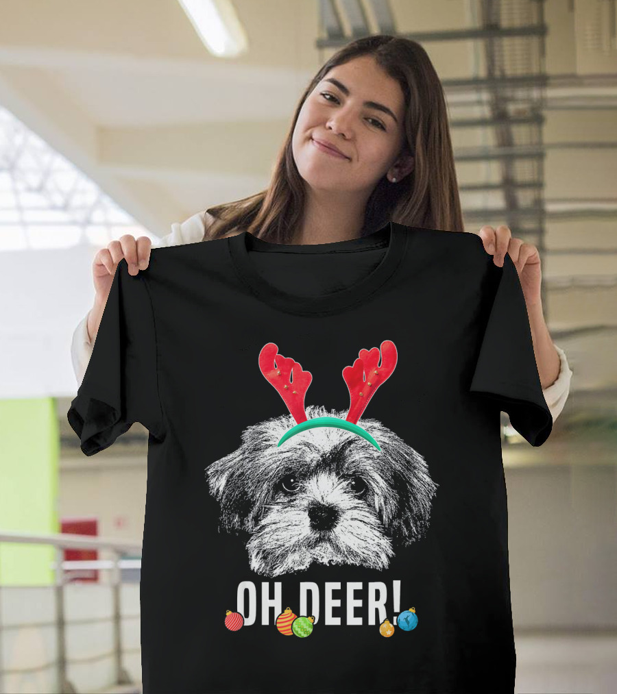 Oh Deer Funny Havanese Christmas Antlers T-Shirt