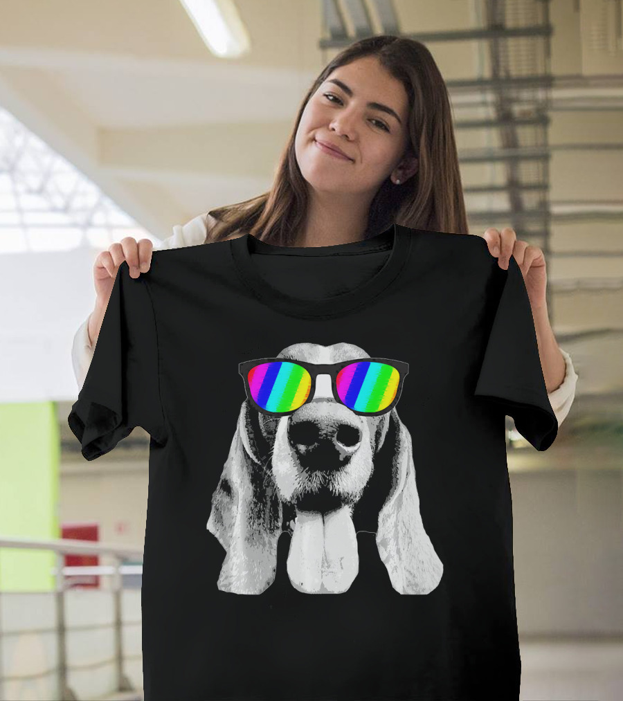 Basset Hound Rainbow Sunglasses T-Shirt