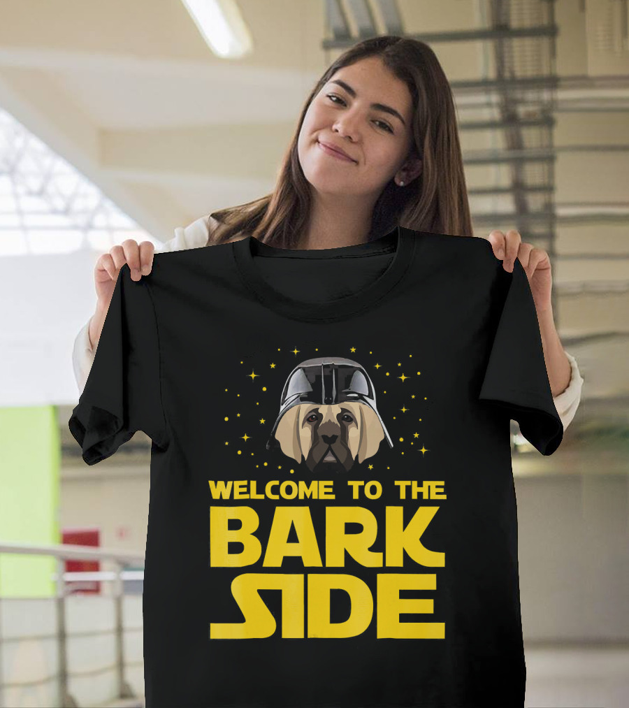 Welcome to the Bark Side with Mastiff Helmet and Stars T-Shirt