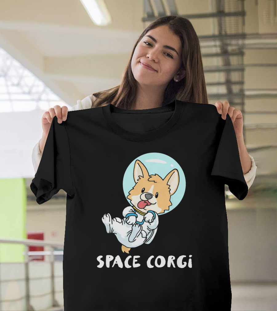 Space Corgi in Astronaut Suit Floating with Helmet T-Shirt