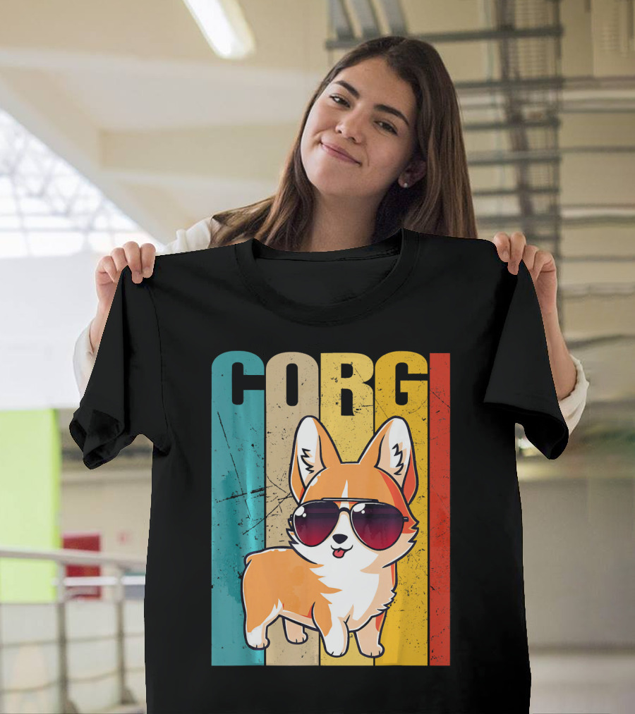 Corgi Vintage Retro Sunglasses Corgi T-Shirt