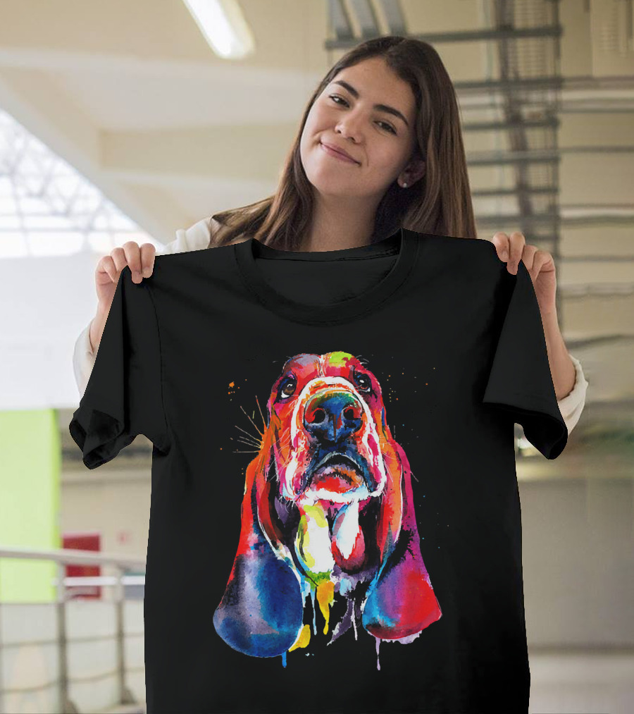 Basset Hound Colorful Watercolor T-Shirt
