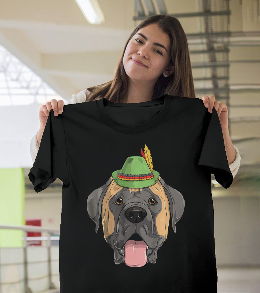English Mastiff Dog Oktoberfest German Hat Feather T-Shirt