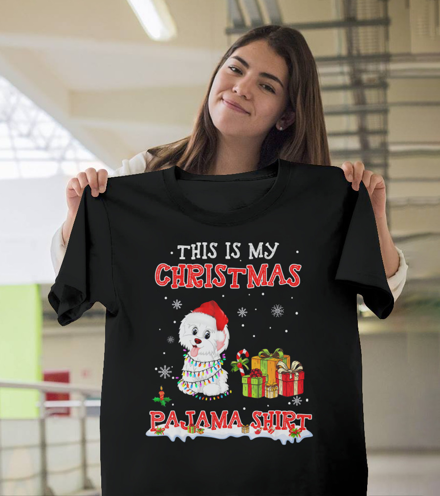 This Is My Christmas Pajama Shirt Cute Havanese On Snow T-Shirt