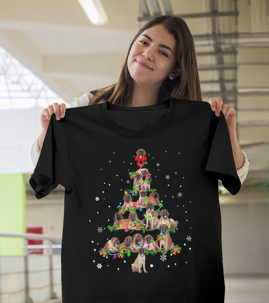 Cute English Mastiff Dog Christmas Tree Holiday Decoration T-Shirt