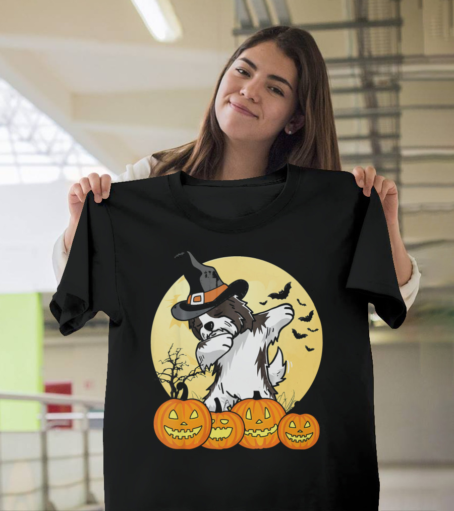 Dabbing Havanese Dab Dance Funny Dog Halloween Witch Hat Pumpkins T-Shirt