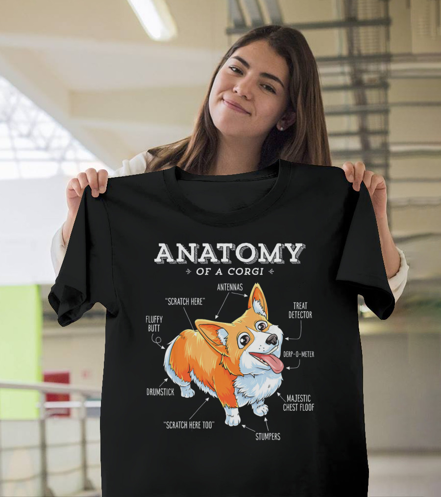Anatomy of a Corgi Fluffy Butt Treat Detector Majestic Chest Floof Stumpers T-Shirt