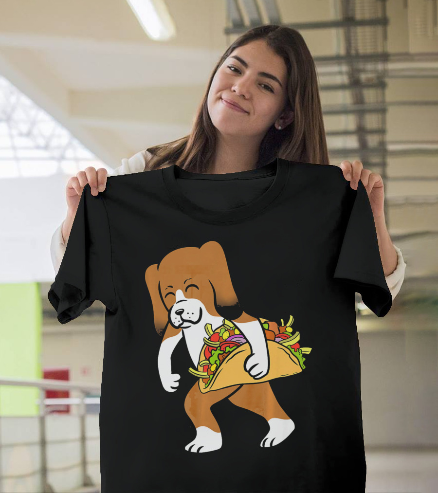 Basset Hound Carrying Taco Mexican Food Delight T-Shirt