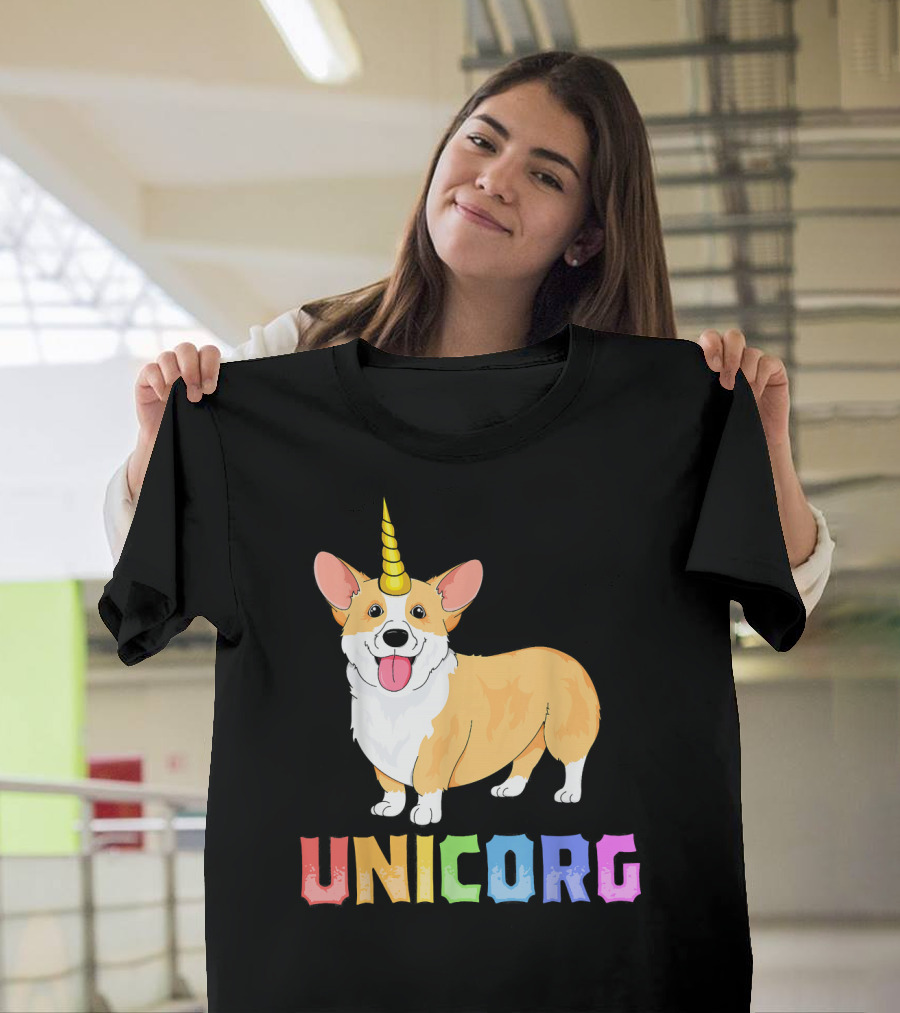 Unicorg Corgi Girls University Colorful Unicorn Dog T-Shirt