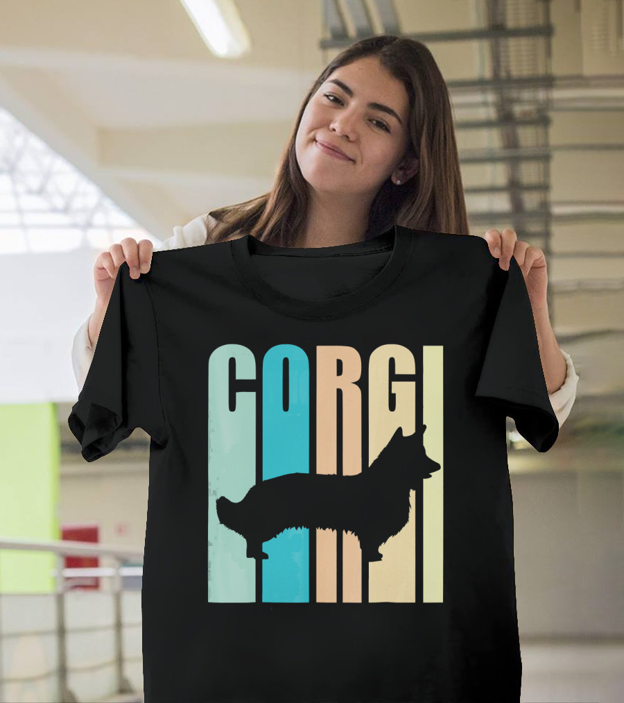 Corgi Retro Funny Pet Silhouette T-Shirt