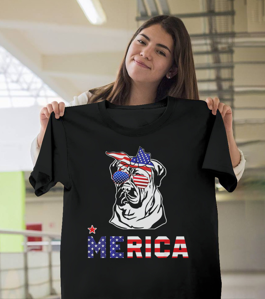 Bullmastiff Merica Patriotic USA Flag 4th of July T-Shirt