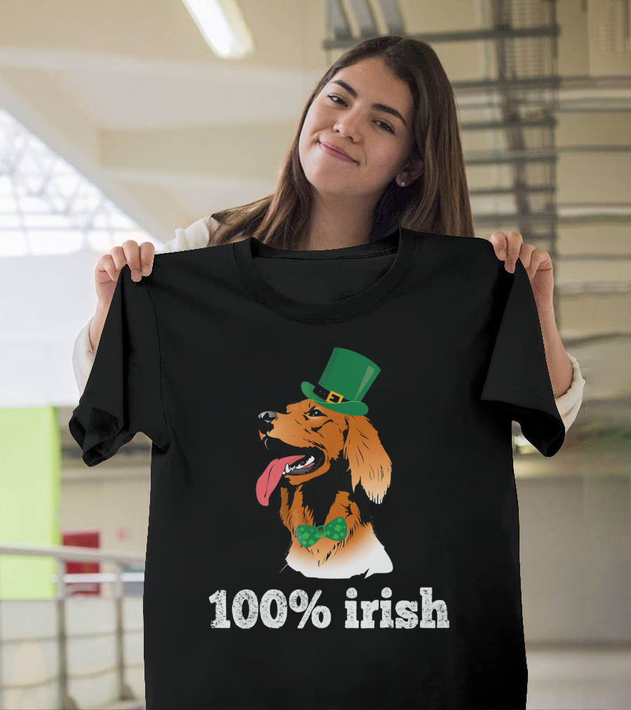 Irish Setter Dog with Leprechaun Hat and Bowtie 100% Irish St Patricks T-Shirt