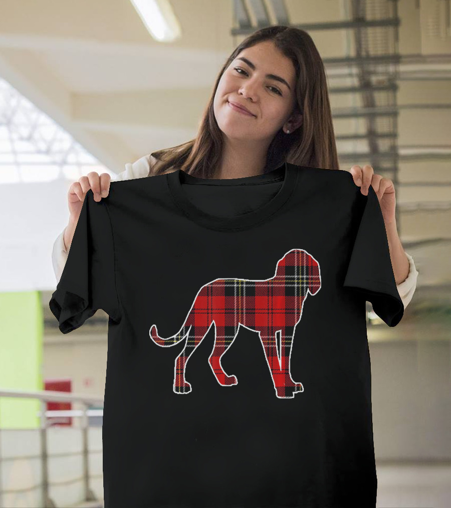 Bluetick Coonhound Christmas Dog Plaid T-Shirt
