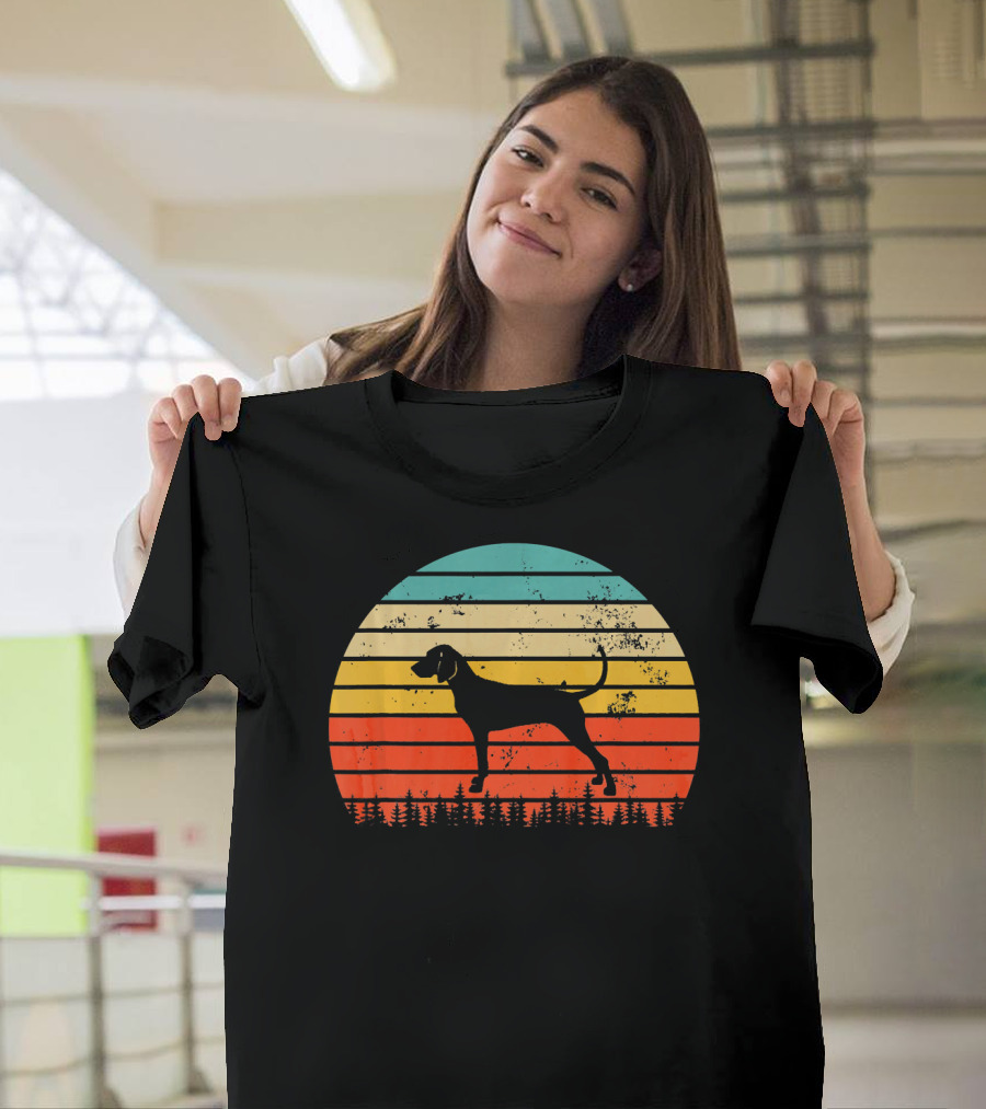 Vintage Retro Sunset Bluetick Coonhound Dog Lovers T-Shirt