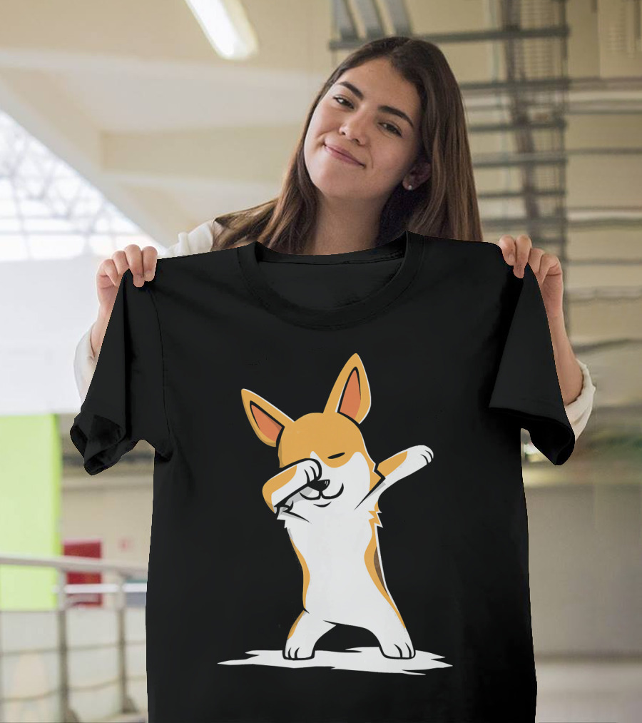 Corgi Cute Dabbing Funny Dab Dan Dog Paw-some Moves T-Shirt