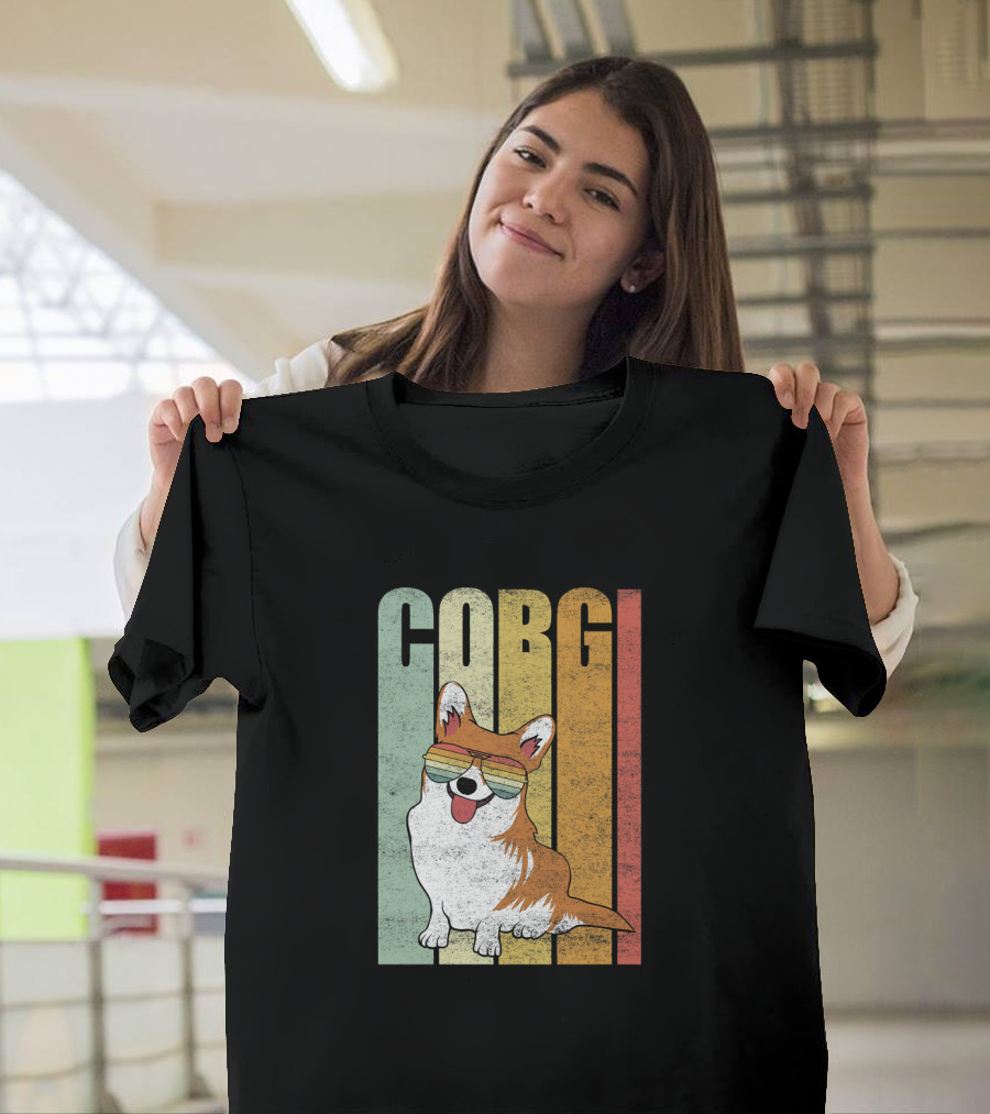 Funny Corgi Lover Vintage Sunglasses Print Corgi Vint T-Shirt