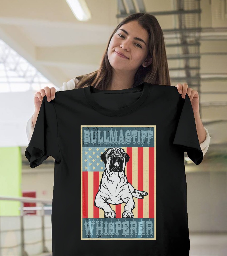 Bullmastiff Whisperer USA Flag Vintage Retro T-Shirt