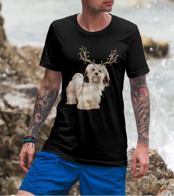 Havanese Reindeer Horn Funny Family Matching Christmas Lights T-Shirt