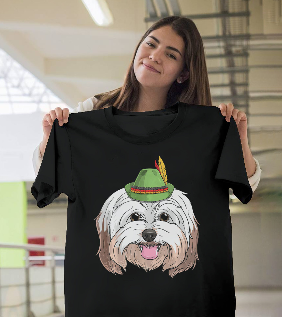Havanese Dog in Bavarian Hat Oktoberfest German Bavarian T-Shirt